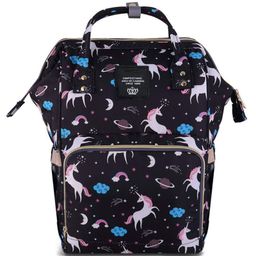 House of Quirk Diaper Bag Maternity Backpack Unicorn Print - Black-image-22
