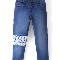 Pine Kids Full Length Denim with Lace Detailing- Mid Blue-image-45