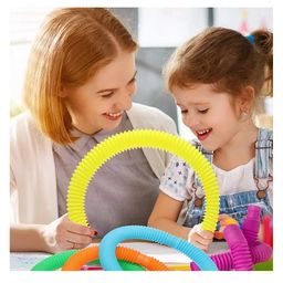 VGRASSP Push And Pull Pipe Tube Toy For Kids, Toddlers - Stretch and Bend Into Your Own Way - Smooth Sensory Fidget Toy - Multicolor (Color As Per Stock) (Pack Of 2)-17