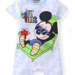 Babyhug Disney Cotton Knit Half Sleeves Romper Tie & Dye With Mickey Mouse Graphics - Blue-image-31