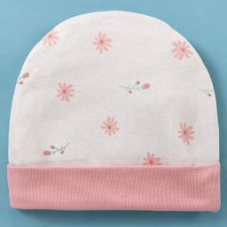 Ben Benny Interlock 100% Cotton Knit Floral Printed Round Cap Pink - Diameter 11.5 cm-15