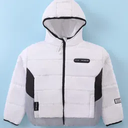 Little Kangaroos  Full Sleeves Hooded Padded Jacket - White-picture-19