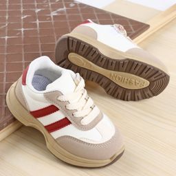 Babyoye Striped Design Lace Up Closure Sneaker Shoes - Red & White-image-88