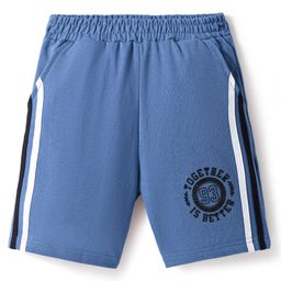 Taeko Looper Knit Knee Length Shorts With Text Print - Royal Blue-image-30