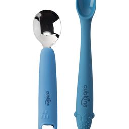 CUBKINS Set of Spoon with Stainless Steel Head and Early Feeding Bendable Silicone Spoon for Children | No Sharp Edges | BPA Free, Food Grade, FDA Approved | Washable & Reusable (Blue Olive)-18