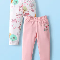 babyoye disney Babyoye Interlock Knit Full Length Diaper Leggings With Winnie The Pooh Graphics Pack Of 2 - Pink & White-picture-23