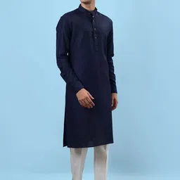 azania Men Regular Linen Kurta with Pyjamas image 3