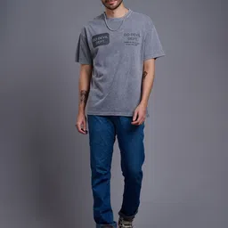 GO DEVIL Men Typography Printed Drop Shoulder Sleeves Round Neck T-shirt-image-73
