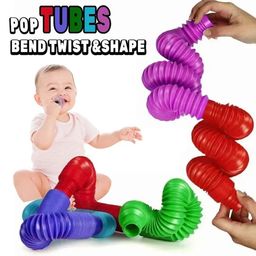 VGRASSP Push And Pull Pipe Tube Toy For Kids, Toddlers - Stretch and Bend Into Your Own Way - Smooth Sensory Fidget Toy - Multicolor (Color As Per Stock) (Pack Of 2) image 2