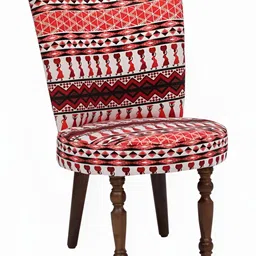 GLOBALLY INDIAN Orange & White Printed Wooden Lounge Chair-image-63