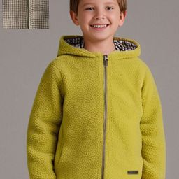 Cherry Crumble Kids-Unisex Hooded Checked Reversible Open Front Jacket-picture-42