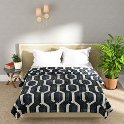 KOPA Teal & Beige Striped Microfiber AC Room 300 GSM Double Bed Blanket-9
