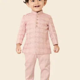 Ethniks Neu-Ron Boys Woven Design Straight Chanderi Silk Kurta with Pyjamas-49