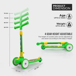 NHR Smart Kick Scooter with 3 Level Adjustable Height & Foldable Structure - Green image 3