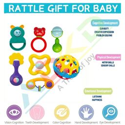 ADKD Colorful Non-Toxic Plastic Attractive Sound Rattle Toy Set for New Born Babies Pack of 7 - Multicolour image 3