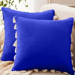 Cottonfry Blue & White 2 Pieces Velvet Square Cushion Covers-picture-38