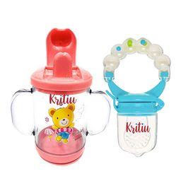 Kritiu Set Of 2 Sippy Spout Cup With Handles 200 ml & Rattel Nibbler-23
