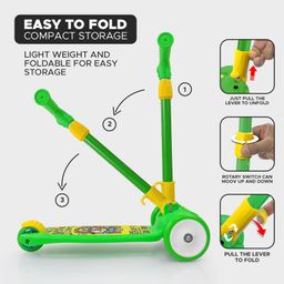 NHR Smart Kick Scooter with 3 Level Adjustable Height & Foldable Structure - Green image 4