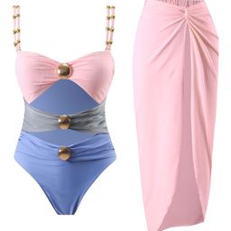 Miss Mosa By Akanksha Marie Luxe Swimsuit With Skirt In Pink-picture-6