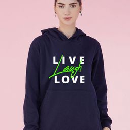 NUSYL Women Typography Printed Hood Fleece Pullover Oversized Sweatshirt-image-84