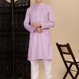 House of Pataudi Men Woven Design Cotton Straight Kurta-image-91