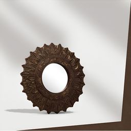 House Of Accents Brown Textured Wooden Surya Wall Mirror-42