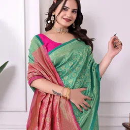 HERE&NOW Woven Design Zari Banarasi Saree-picture-15