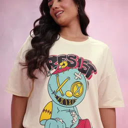 DressBerry Curve Printed Relaxed Pure Cotton T-shirt-picture-22
