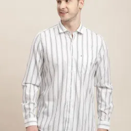 Turtle White Cotton Slim Fit Striped Shirt-picture-47