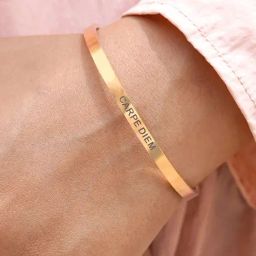 Joker & Witch Carpe Diem Rose Gold Mantra Band Flexible fit Bracelet-image-72