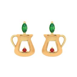 P.C. Chandra Jewellers 14k Gold Crystal Brass Stud Earrings-1