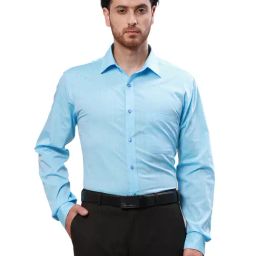 Raymond Blue Slim Fit Self Design Shirt-image-77