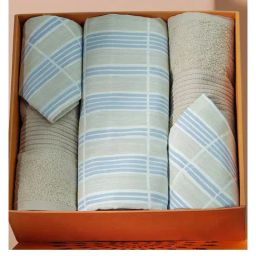 Maspar Blue Cotton Abstract 144 TC Bedsheet & Towel - Set of 5-picture-8