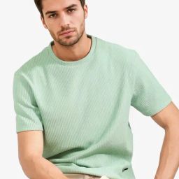 Rare Rabbit Green Cotton Solid Relaxed Fit T-Shirt-picture-18