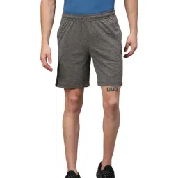 ALCIS Grey Cotton Regular Fit Self Pattern Sports Shorts-image-1