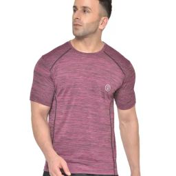 Chkokko Magenta Regular Fit Sports T-Shirt-image-96
