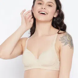 Clovia Beige Non Wired Padded T-Shirt Bra-36