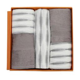 Maspar Grey Cotton Abstract 144 TC Bedsheet & Towel - Set of 5-picture-46