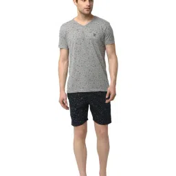 Vimal Jonney Light Grey & Navy Printed T-Shirt & Shorts-image-85