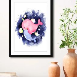 999Store Multicolor MDF Dolphin Printed Paper Wall Painting - Set of 1-21