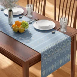 Petal Home Floral Blue Cotton Table Runner-image-67
