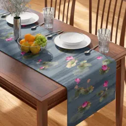 Petal Home Floral Blue Cotton Table Runner-image-66