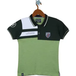 Monte Carlo Kids Green Melange Color Block Polo T-Shirt-image-71