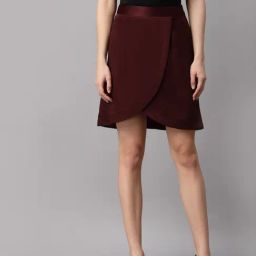 NEUDIS Burgundy Above Knee Skirt-image-113