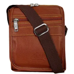 Leather World Tan Solid Medium Cross Body Bag-14