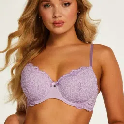 Hunkemoller Purple Under-Wired Padded Demi Cup Bra-picture-22