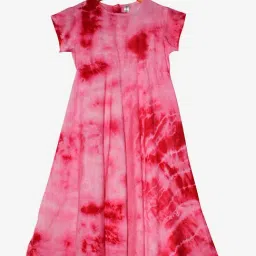 Kiddopanti Kids Baby Pink & Red Tie Dye Dress-image-74