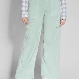 American Eagle Green Lyocell Solid Pants-image-65