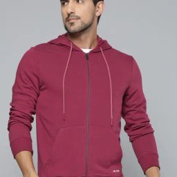 ALCIS Maroon Regular Fit Printed Sports Hoodies-32