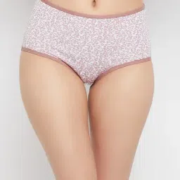 Clovia White & Peach Cotton Printed Hipster Panty-image-95